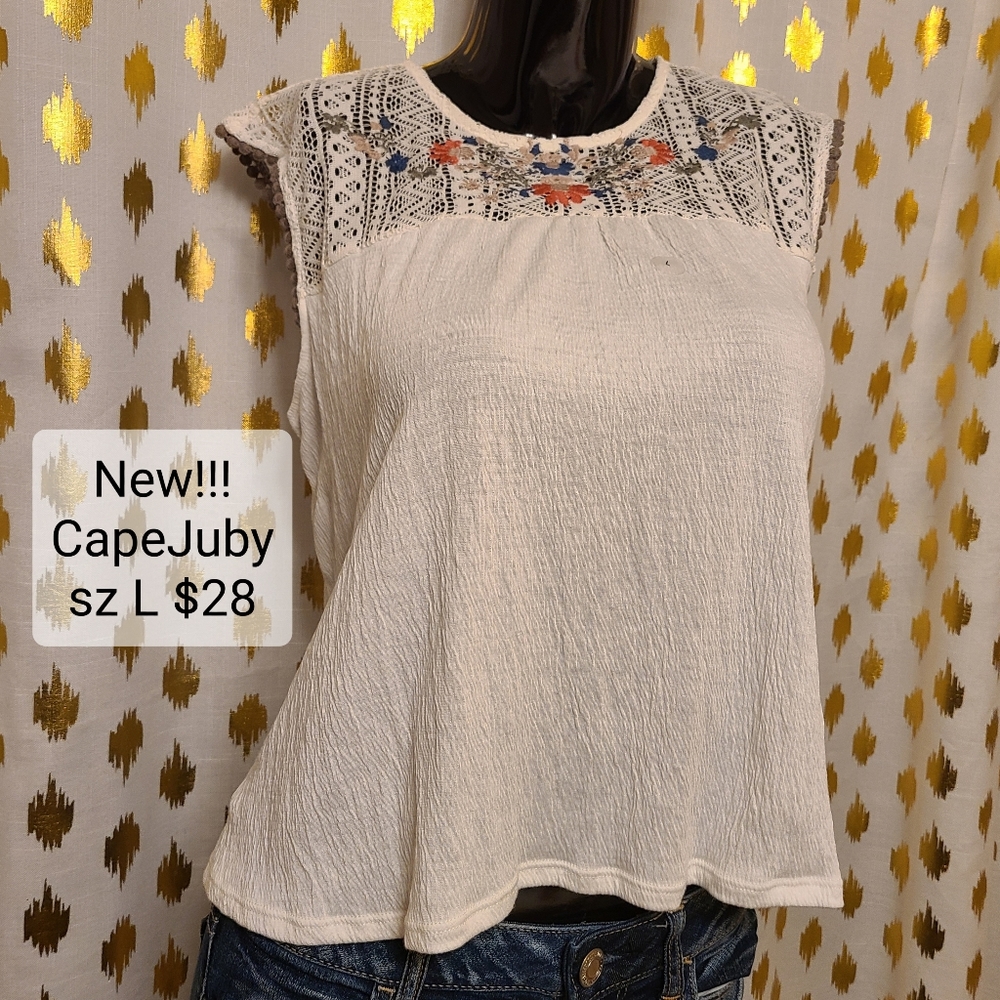 Cape Juby white  Boho blouse  size L/G